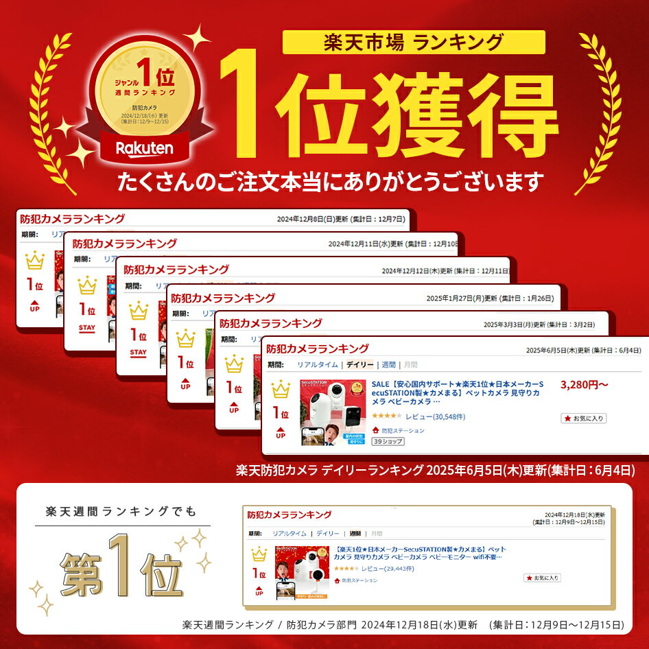 【SALE★楽天1位★日本メーカーSecuSTATION製★カメまる】ペットカメラ 見守りカメラ ベビーカメラ ベビーモニター wifi不要 双方向通話 5GHz スマホ対応 赤ちゃん 遠隔 首振り 会話 できる 温度 家庭用 録画機能 ワイヤレス 防犯カメラ 屋内 DC23 MQ53A DC53B DC55B