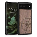 kwmobile スマホケース Google Pixel 6対応 ケース - 携帯ケース TPUバンパー ナチュラル 木製 ライジングサンデザイン