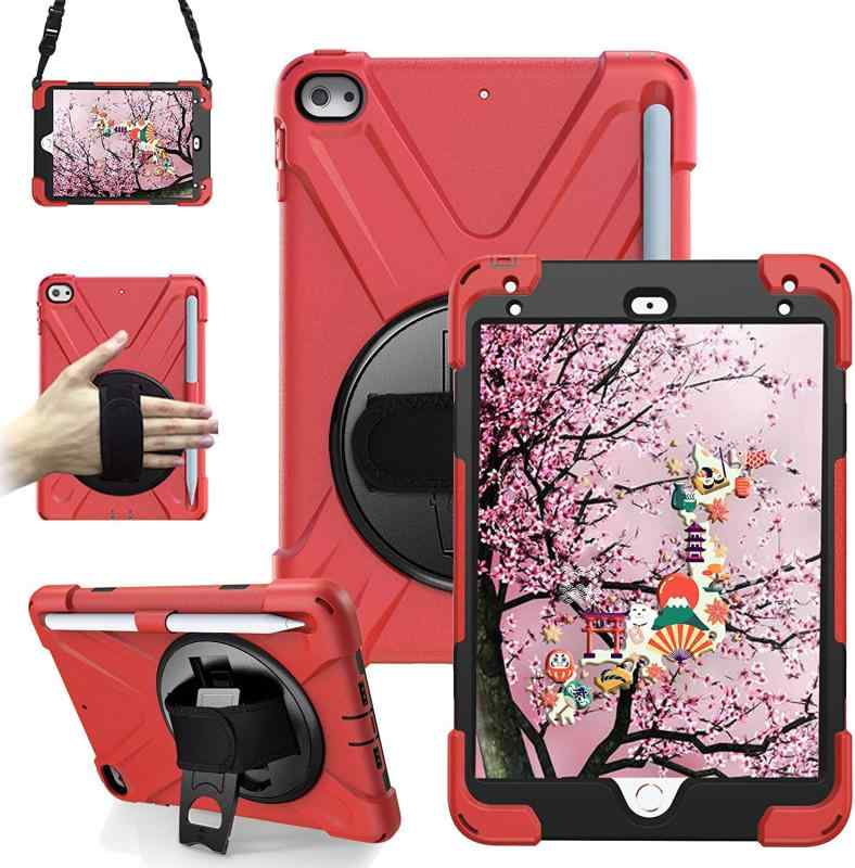 iPad mini 4 ケース SIBEITU iPad mini5 ケース 耐衝撃 衝撃吸収 スタンド ハンドストラップ 肩掛けー ショルダーストラップ 回転 頑丈 仕事 傷つけ防止 防塵