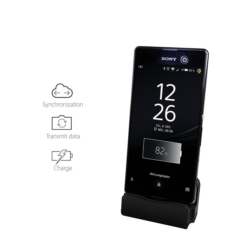 Gosento For Type-C 卓上ホルダー 充電 スタンド USB-C チャージャー クレードル 充電器 データ転送 For Xperia XZ2 / XZ2 Compact など対応 (ブラック)