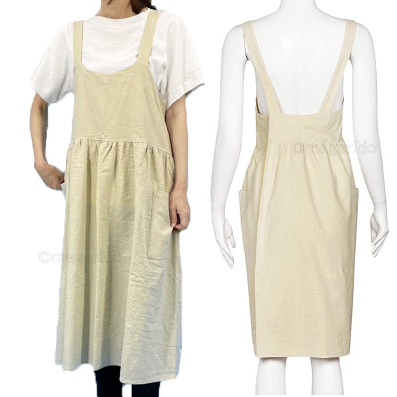 まがり堂 お尻が隠れる 快適 おしゃれ エプロン ボケット付き (選べる4色)