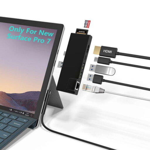 Microsoft Surface Pro 7ハブ 7ポート付き4K@60Hz HDMIポート×1、60W Type C PD充電ポート×1、1000Mbps Gigabit ネット接続ポート×1、USB 3.0 SD/TF(Micro SD)カードリー Microsoft Surface Pro 7ハブ 7ポート付き4K@60Hz HDMIポート×1、60W Type C PD充電ポート×1、1000Mbps Gigabit ネット接続ポート×1、USB 3.0 SD/TF(Micro SD)カードリー