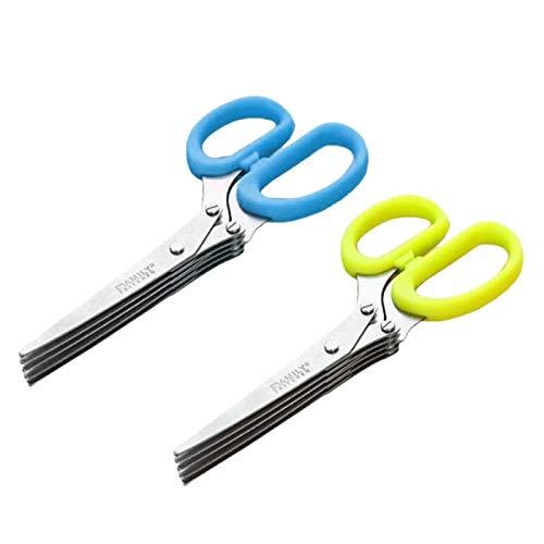 SZB ねぎはさみ キッチンハサミ 5連はさみ シュレッダーハサミ 秘密を守りきります 5枚刃 多機能ハサミ..