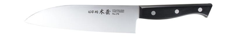 木屋 洋包丁 No.170 三徳包丁 (鎌型) 175mm ステンレス