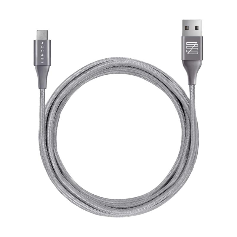 LENZZA USB Type C ケーブル USB-C & USB-A (2m) メッシュ 超高耐久 2.4A 高速充電