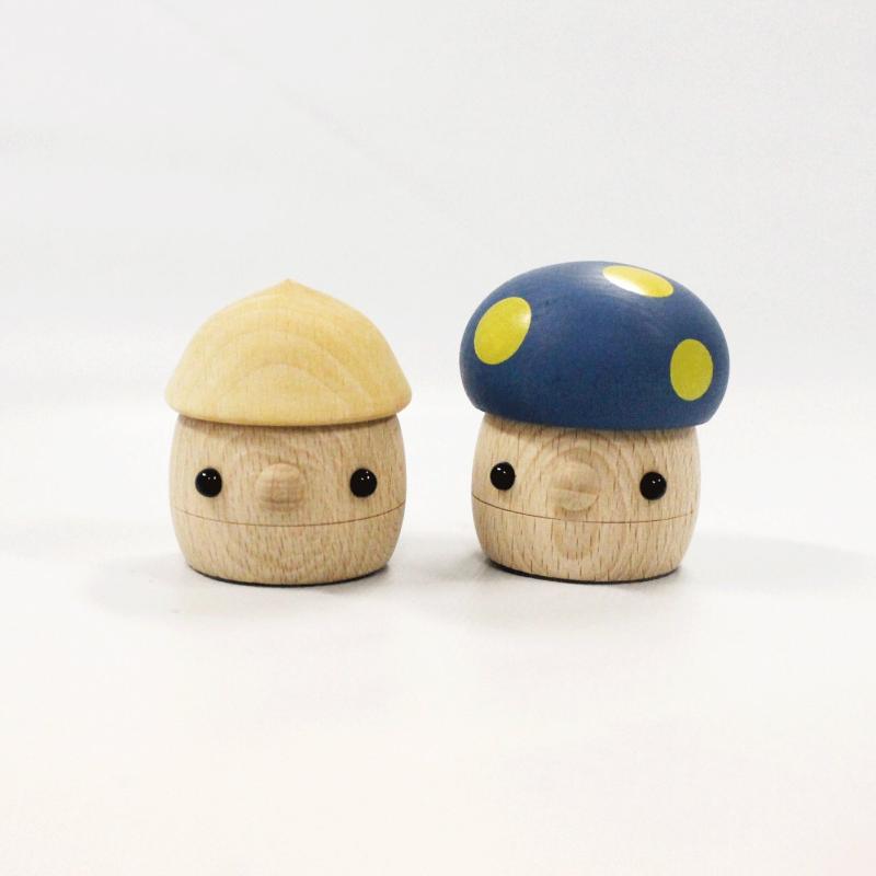 おもちゃのこまむぐ 木のおもちゃどんぐりセット（どんぐりころころクリア×1、どんぐりきのこ ブルー×1..