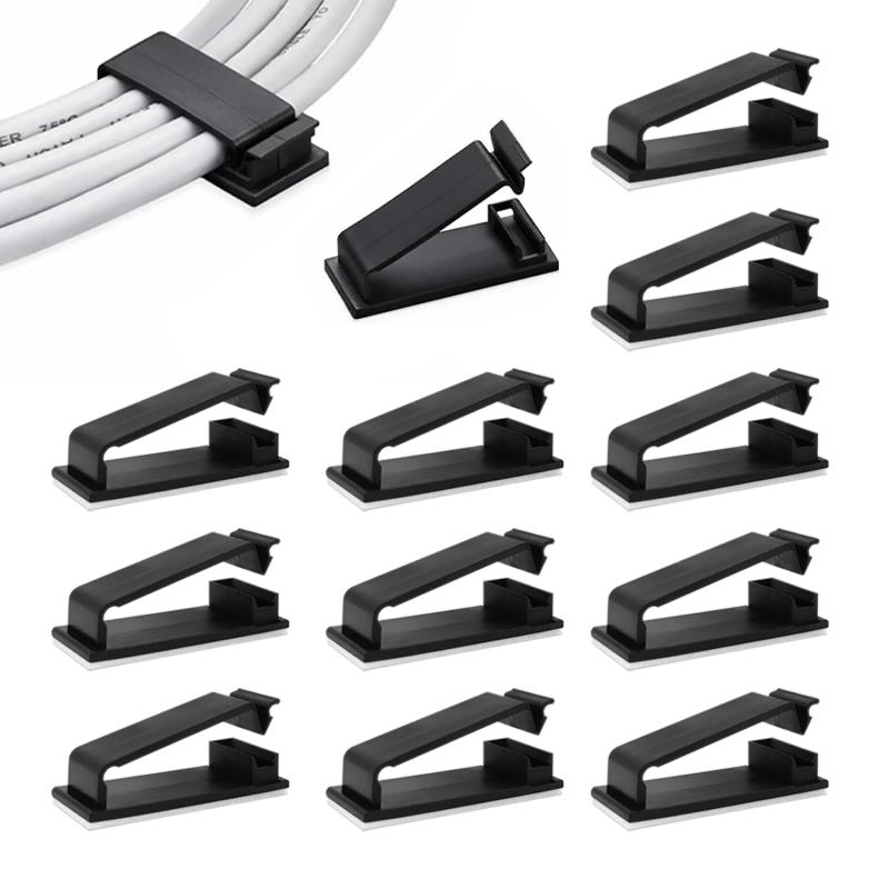 MAVEEK ケーブルクリップ ケーブルホルダー コードクリップ ケーブル収納 ケーブル固定具 コードフック 接着ワイヤーコード 粘着テープ付 結束固定ベース