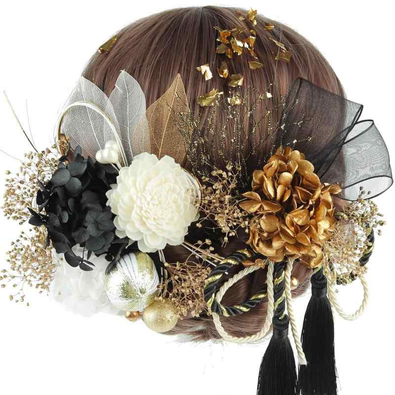 [ANJOU] 和風髪飾り 成人式 和装 髪飾り ダリア 造花飾り 和玉 赤 ヘアアクセサリー ゴールド 水引 ヘッドパーツ あじさい 網型飾り リボン 振袖 着物 卒業式 七五三 浴衣 袴 結婚式 かすみ草