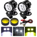 X-STYLE バイク フォグランプ led ハーネスキット 3色 60W ヘッドライト 補助灯 12V 24V兼用 高輝度 防水 超長寿命 ワークライト スイッチ付き 2個入り(2)