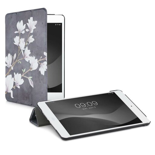 kwmobile Apple iPad Mini 5 (2019)対応 ケース - タブレットカバー - スマートカバー タブレット 保護ケース モクレンデザイン トープ/白色/ダークグレー アイパッド ミニ対応 kwmobile Apple iPad Mini 5 (2019)対応 ケース - タブレットカバー - スマートカバー タブレット 保護ケース モクレンデザイン トープ/白色/ダークグレー アイパッド ミニ対応