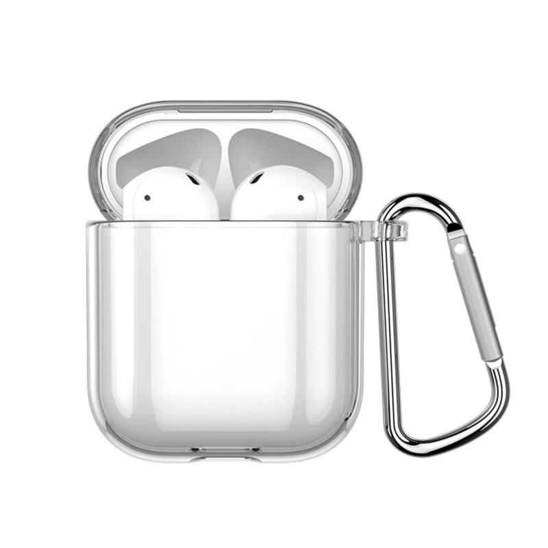 AirPods ケース 透明 エアーポッズ 用 クリア ケース 全面保護カバー カラビナ付き 紛失防止 TPU ソフト ケース かわいい 傷防止 耐衝撃 AirPods第2世代と第1世代に適用透明ケース
