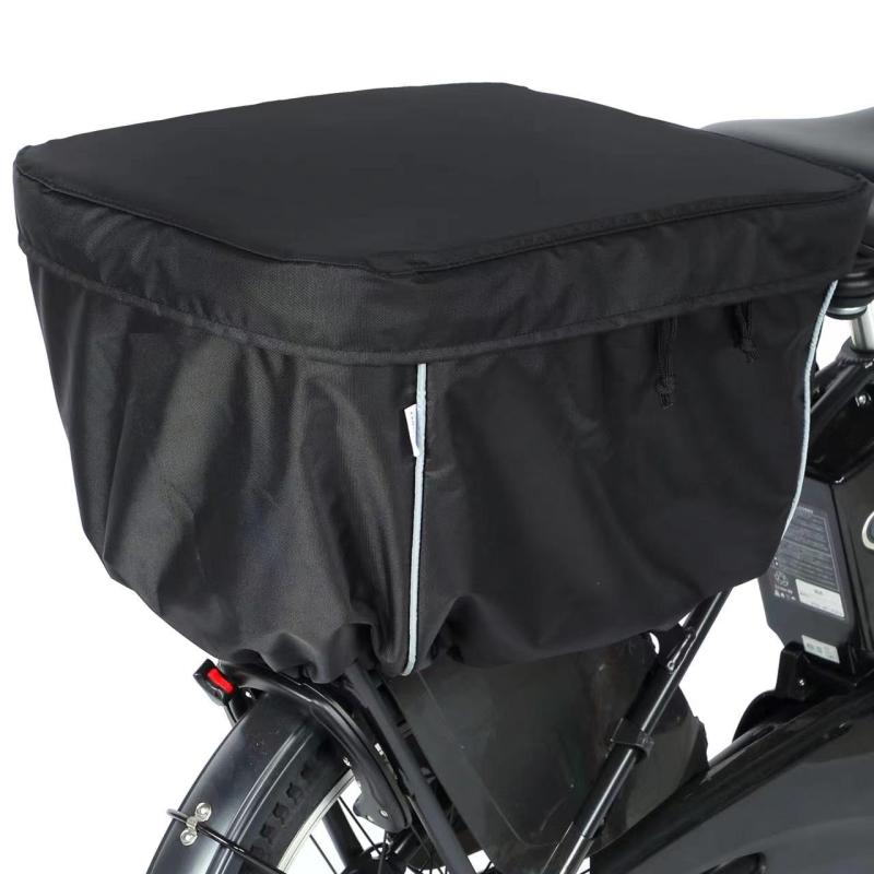 Convida 自転車 カゴカバー 後ろ 防水 2段式 厚手 600Dナイロン 反射帯付き 撥水加工 ファスナー両開き 雨よけ 電動アシスト車対応 3色