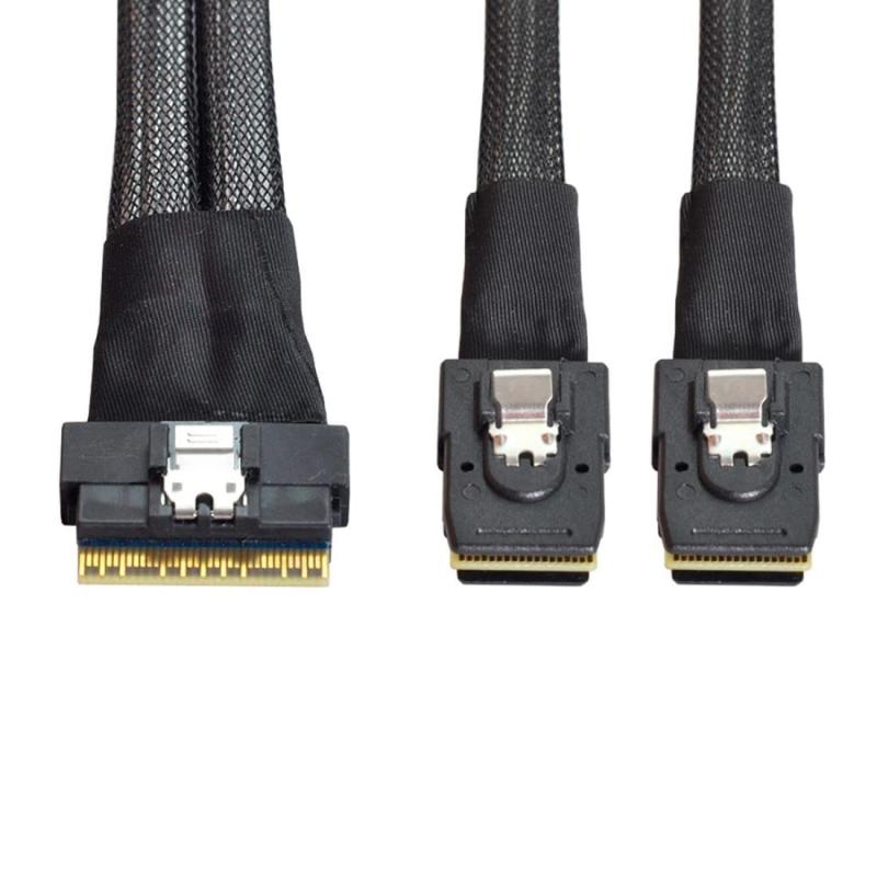 ~15 inches - chenyang CY SFF-8654 8i 74ピン PCI-E Ultraport Slimline SAS Slim 4.0 - Dual SFF-8087 Mini SAS ケーブル PCI-Express