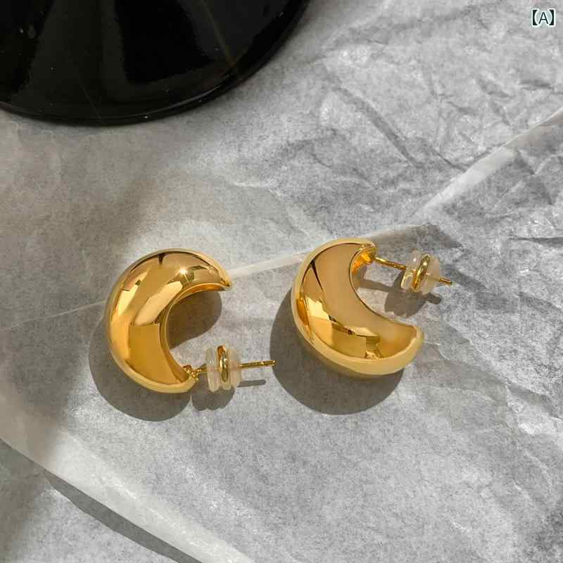 レディース ピアス おしゃれ ソン・ ヘギョ メタル ドロップ型 小さい ゴールド ビーン イヤリング 女性用 ライト ハイエンド シルバーイヤリング