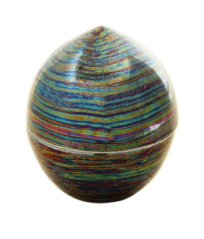 ミニ骨壷 虹珠（にじたま）【高さ6cm×直径5.3cm】分骨つぼ・骨壺・遺骨入れ・宝物ケース手元供養 【石のさかい付き】