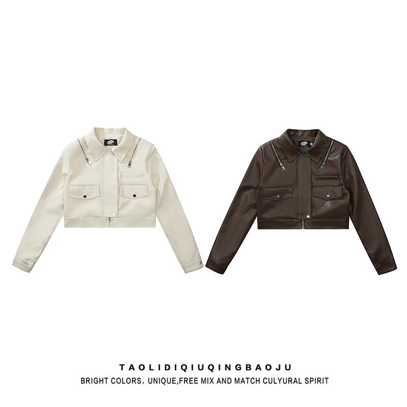 レディース ジャケット 甘くてクール レトロ モーターサイクル 秋 レディース PUレザージャケット スリム ショート 短丈 長袖