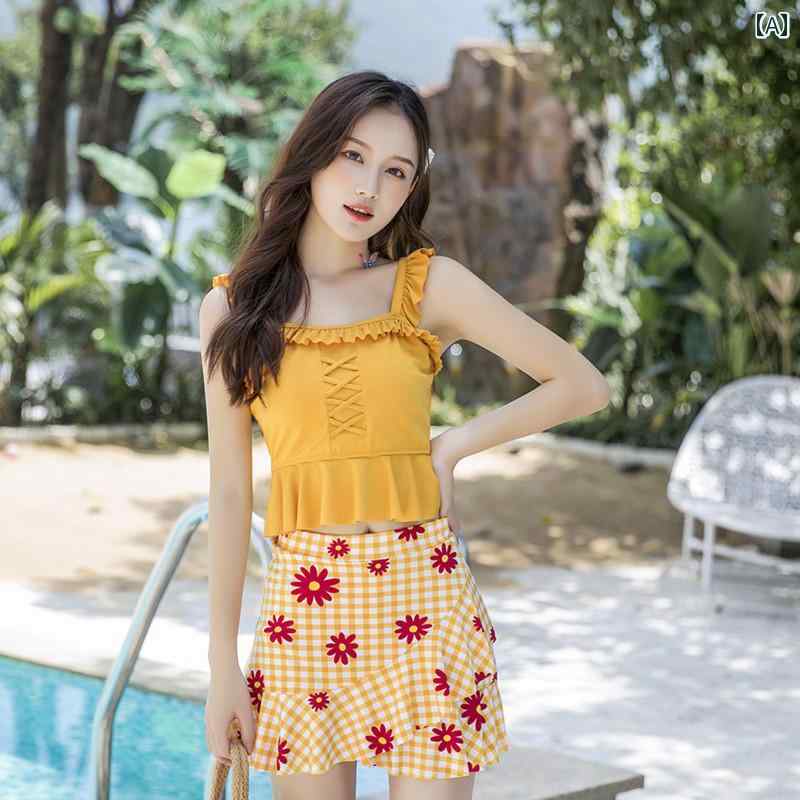 レディース 夏 水着 おしゃれ かわいい ビーチ リゾート プール 学生 カレッジ 大人女性 セパレート スカート ツーピース スリム