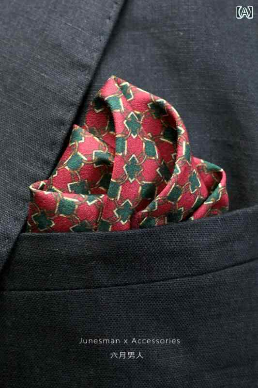 ポケットチーフ メンズ メンズ クール スタイリッシュ ポケットハンカチ 柄 紳士 おしゃれ レッド 赤