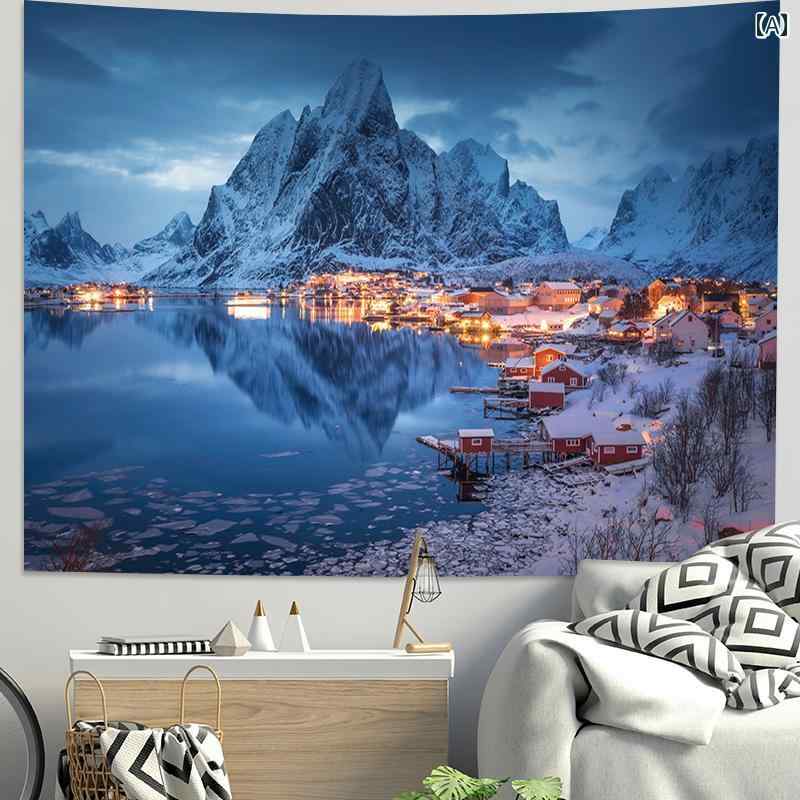 タペストリー 壁掛け ウォールデコ 山岳風景 北欧 インテリア 背景 写真撮影 室内装飾品 おしゃれ ユニーク アート