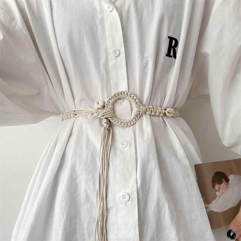 シャツ 夏 紐ベルト 女性用 レトロ 麻 ロープ ベルト に マッチ する 漢服 セーター ウエスト ガードル エレガント ウエスト ロープ