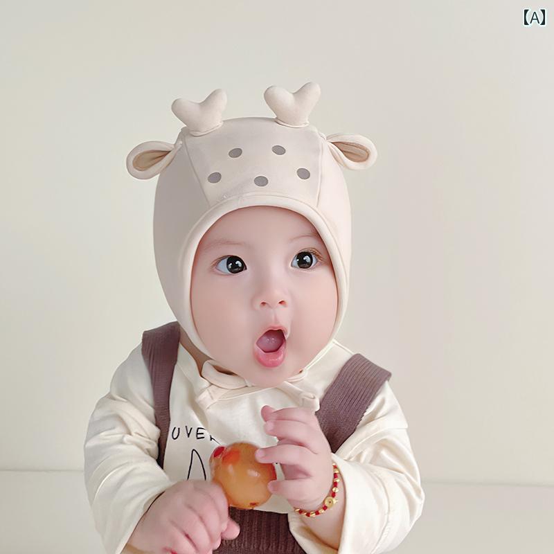 キッズ ベビー 帽子 秋冬 おしゃれ かわいい 鹿 形 ベビー 帽子 綿 新生児 帽子 新生児 暖かい 耳保護 帽子