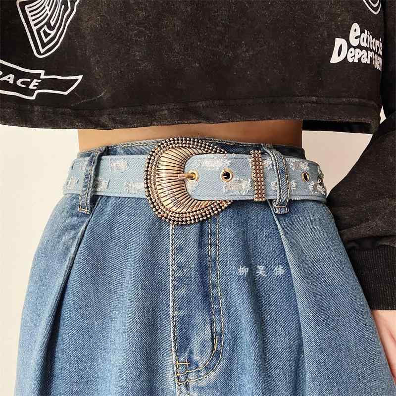 レディース ジーンズ ベルト センス デニム ベルト ハイエンド ベルト ジーンズ 合わせた 万能 装飾 ベ..