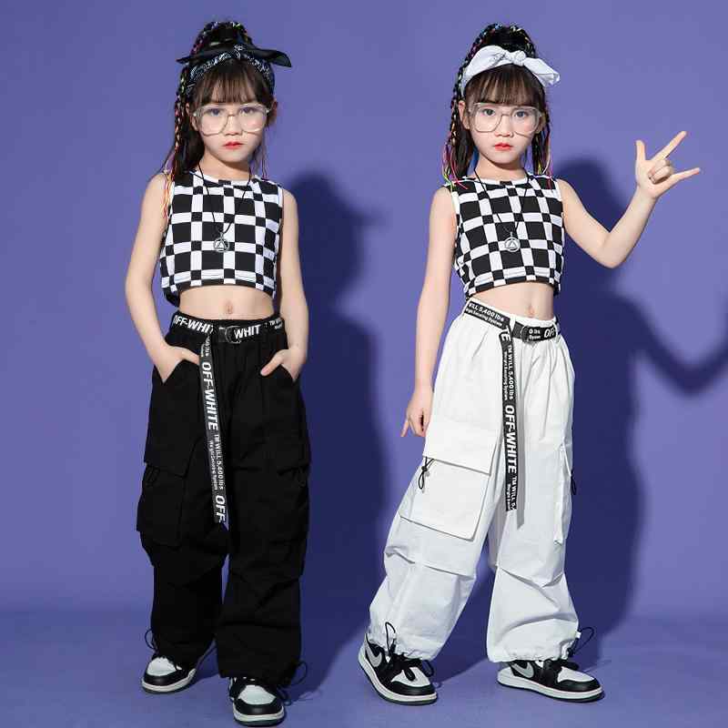 子供 キッズウェア ジュニア ダンス パフォーマンス 女の子 ノースリーブ ストリート ファッション おしゃれ ガーリー モダン クール かっこいい ヒップホップ へそ出し イベント