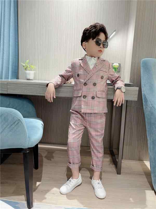 子供服 キッズ スーツ セット 男の子 おしゃれ チェック 秋 英国 ドレス 衣装 ブリティッシュ ダブルブレスト イベント セレモニー 発表会 ホスト