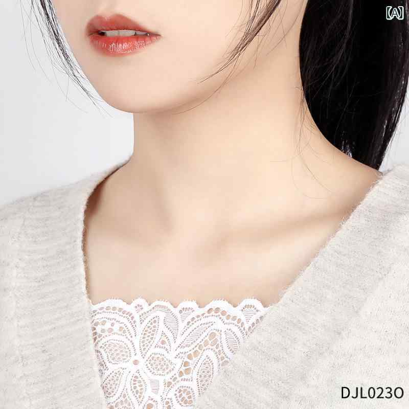 レディース ファッション 秋冬 露出 防ぐ V ネック ローネック 服 レース チューブ トップ ワンピース ネット