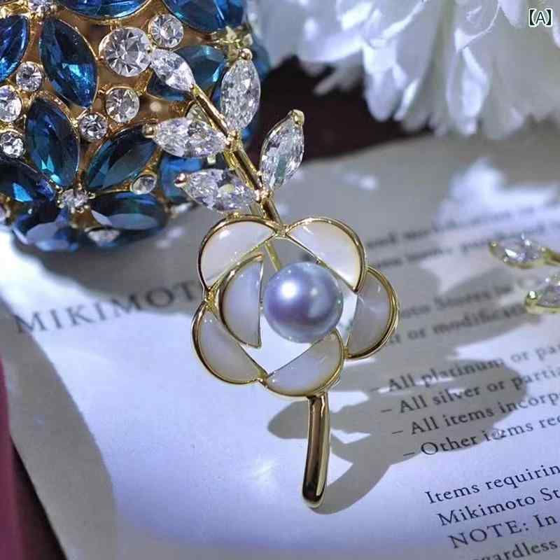 レディース アクセサリー DIY ※パールなし 空ホルダー 半完成品 シンプル シェルフラワー ブローチ ハイエンド 銅 金 メッキ ジルコン ピン パール コサージュ 空 ホルダー