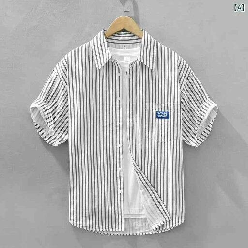 メンズ 夏 トップス シャツ 爽か シンプル サマー 薄手 カップル ストライプ 半袖 高級 用 ゆったり ジャケット メンズ 夏 トップス シャツ 爽か シンプル サマー 薄手 カップル ストライプ 半袖 高級 用 ゆったり ジャケット