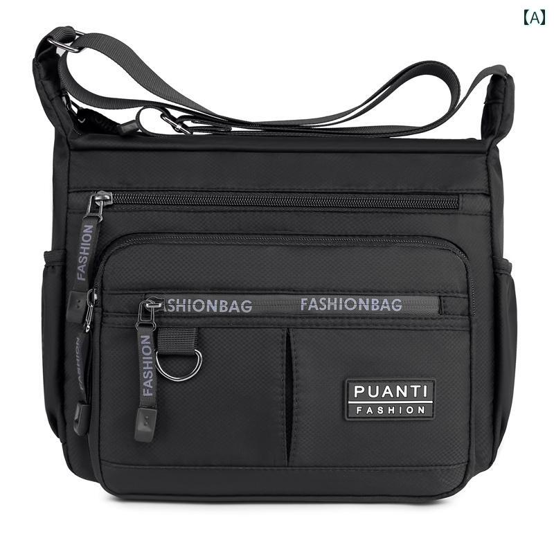 メンズ ショルダーバッグ バッグ オックスフォード 布 ビジネス 大容量 ブラック 出張 旅行 バック パック メッセンジャーバッグ 男性用