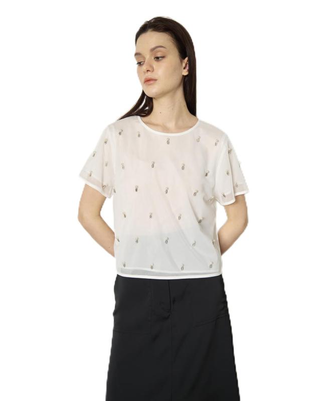 [グレースコンチネンタル] 2024SS ビジューチュールトップス レディース