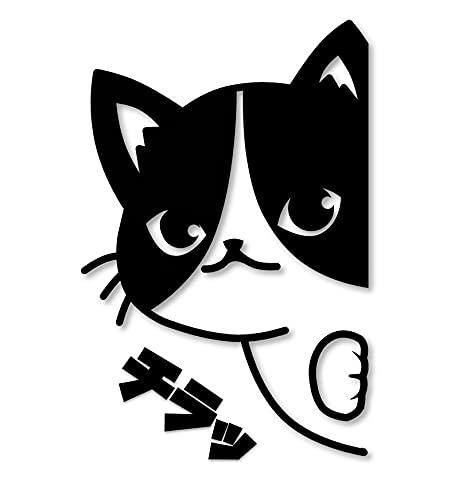 ひょっこりネコ カッティングステッカー デカールハチワレ柄 (黒, ねこのみC)のサムネイル