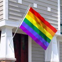 レインボー 旗 フラッグ LGBT 同性愛 ゲイ旗 虹色 レインボー プライド 自由 平和 平等 応援 大きめ ポリエステル旗 パーティー イベント 屋内 屋外 インテリア 90*150cm