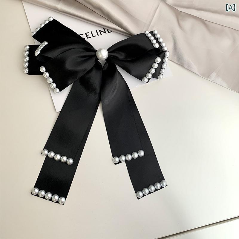 夏 アクセサリー ヘアクリップ かわいい 髪飾り 多層 弓 ヘアピン トップ クリップ 黒 髪 ヘア パール 頭飾り フェアリー ヘアピン後 頭部 大きい