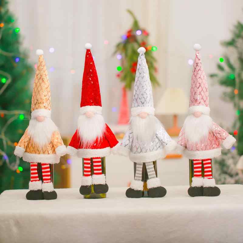 クリスマス飾り 菱形スパンコール 顔なしルドルフ ワインボトルカバー 布製 テーブルデコレーション パ..