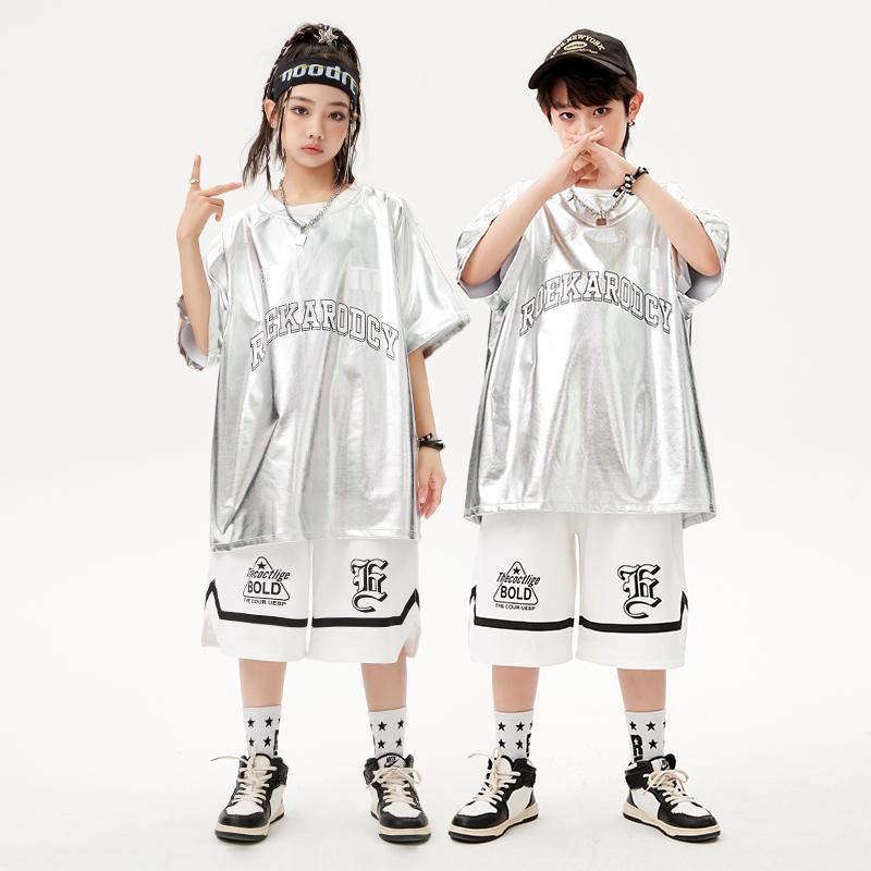 子供服 女の子 男の子 Tシャツ ショートパンツ 夏 コスチューム バンド ダンス ヒップホップ ストリート系 パフォーマンス 衣装 クール かっこいい キッズ
