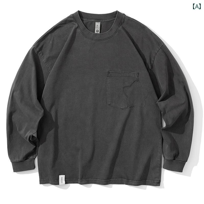 Rakuten - Tシャツ 長袖 ロンT シンプル カジュアル おしゃれ スタイリッシュ ラフ 普段着 メンズ ファッション 大きめサイズ 春夏