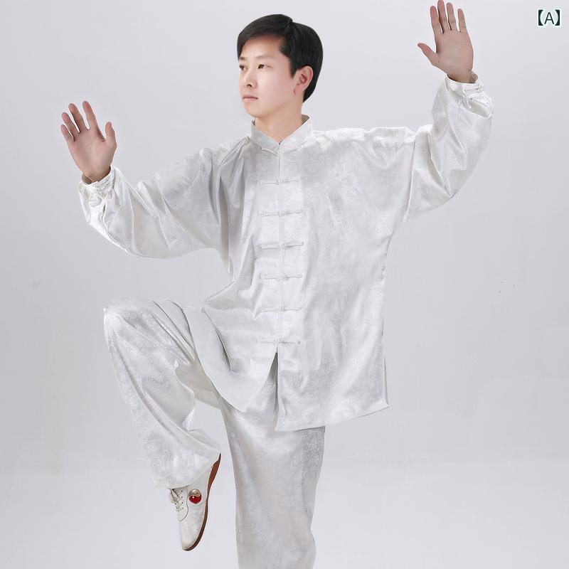 メンズ レディース 夏 ドラゴン パターン 太極拳 服 韓国 パフォーマンス 春 秋 武道 練習