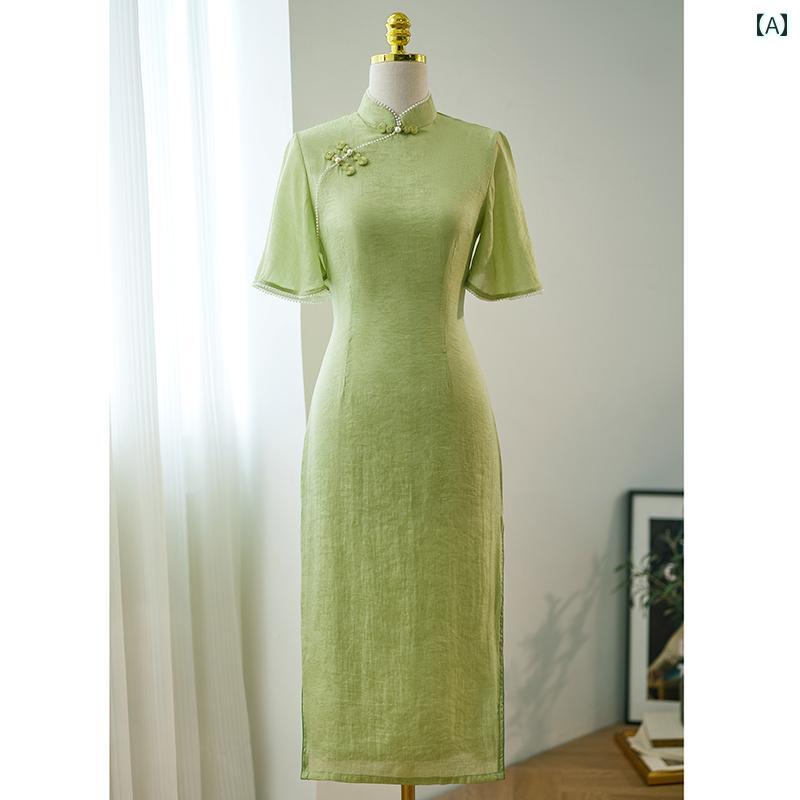 ドレス 民族衣装 コスチューム レディース 美しい グリーン チャイナ 夏 上品 洗練 女の子 レトロ 民族風