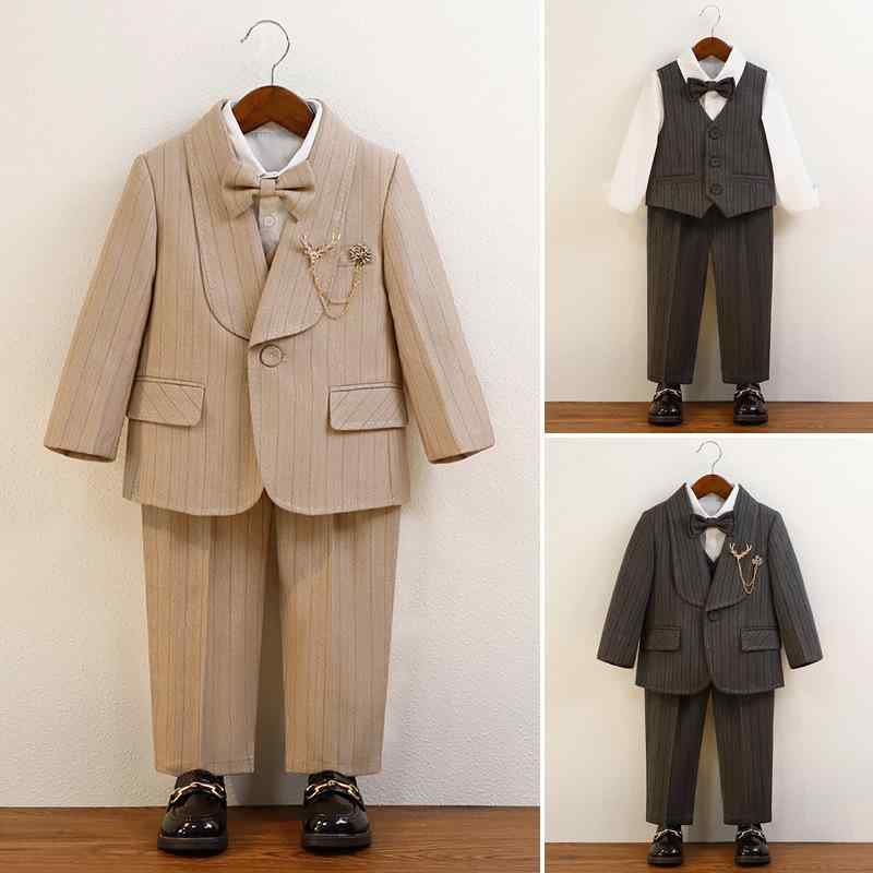 Accessories - キッズ フォーマルスーツ 結婚式 七五三 発表会 おしゃれ 男の子 スーツ 春秋 赤ちゃん 1歳 子供 英国 パーティー おしゃれ パフォーマンス 衣装 ストライプ ブリティッシュ