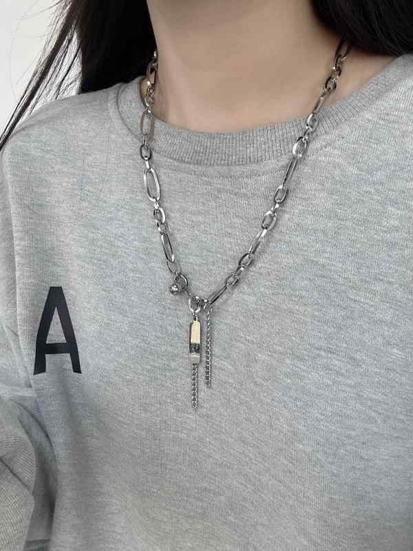 アクセサリー メンズ ネックレス チタン鋼 トレーナー 女性 コールドチェーン スプライシング ビーズ ..