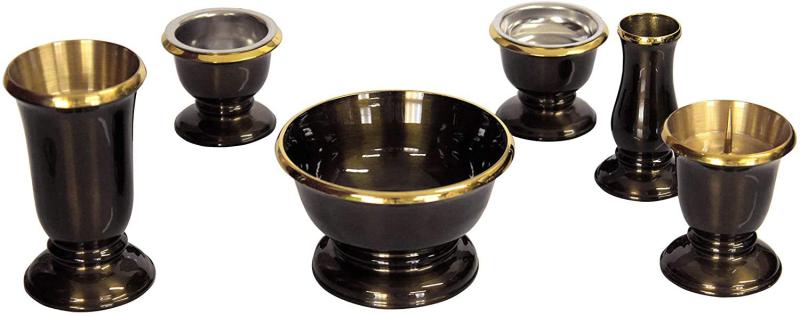 家具調仏具セット【6点】 真鍮製仏具 『銀河』 ブラウン 6具足 モダン仏具