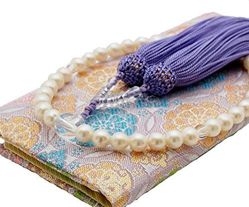 ［enyapearl］ 数珠・念珠 本真珠 房の色 ふじ色 淡水真珠 専用ケース付き 女性用 すべての宗派で使え..