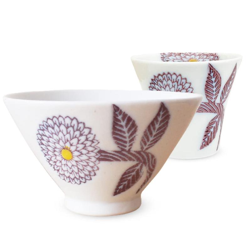 楽天セキュアデポジェイキッチンズ J-kitchens 勲山窯 茶碗 湯呑 セット 電子レンジ対応 波佐見焼 日本製 （茶碗 11x6.5cm カップ 130cc） ダリア パープル