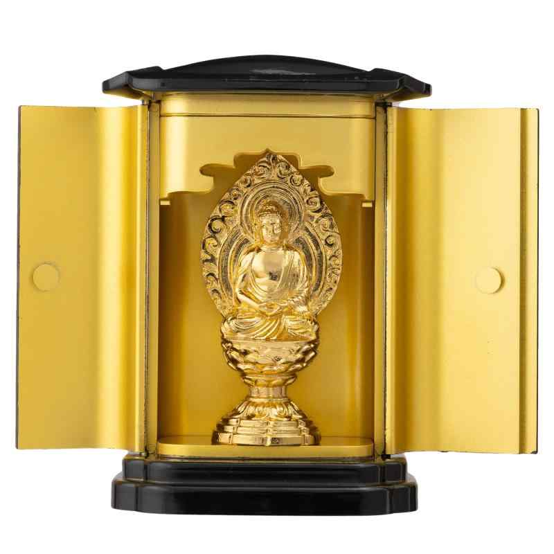 仏像 釈迦如来座像(純金メッキ) PC厨子入り＿『曹洞宗・臨済宗・天台宗』 高岡銅器 (しゃかにょらい座pcZ