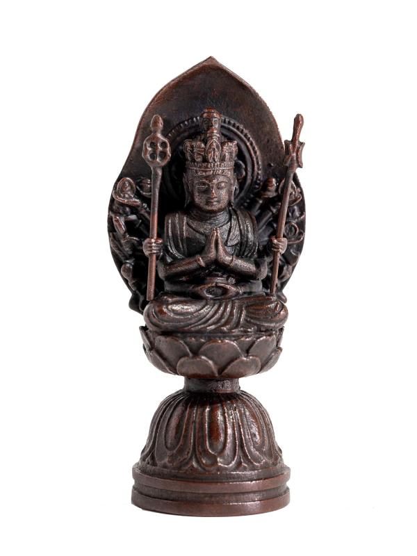 仏像 千手観音菩薩 7.8cm (蝋型銅製） 仏師：牧田秀雲 原型＿（子年生まれ）十二支守り本尊 干支 高岡銅器(COせんじゅかんのんぼさつS)