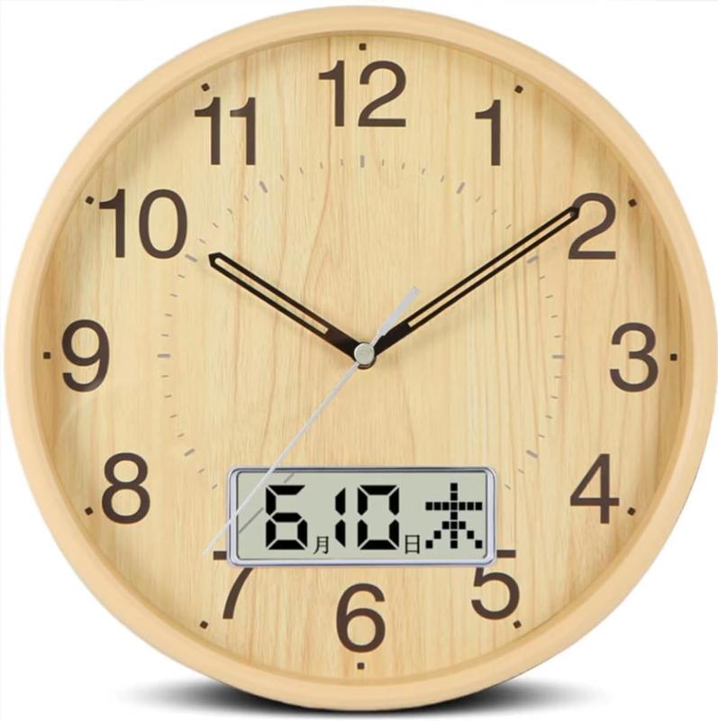 Nbdeal 掛け時計 静音 直径35cm 日付 曜日表示