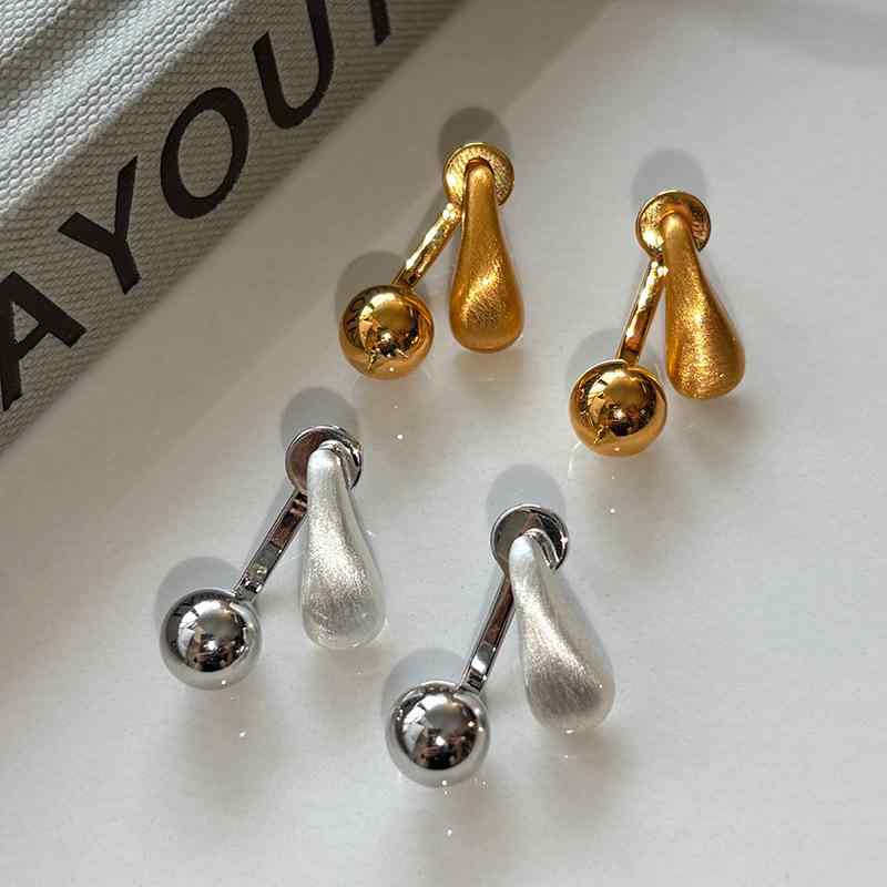 ピアス イヤリング レディース 女性用 S925シルバーポスト K18金メッキ 真鍮製 ヘアライン加工 ドロッ..